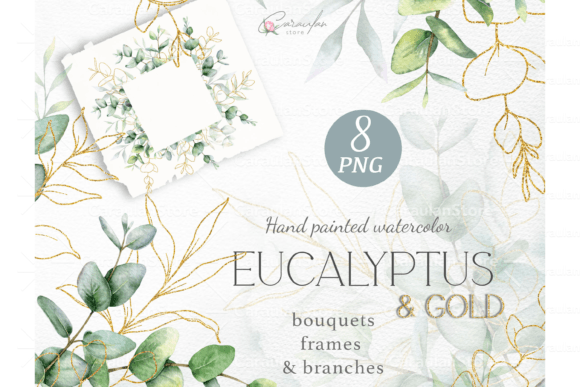 Download Gold Eucalyptus Watercolor Clipart - Premium Resources